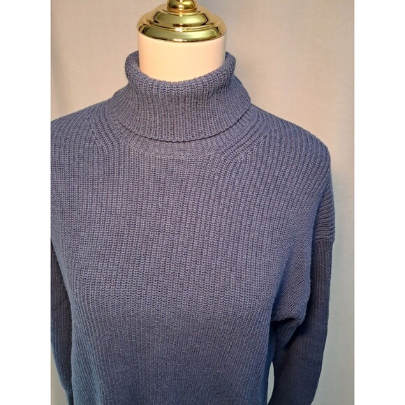 J.CREW Ribbed Cotton-Cashmere Relaxed Turtleneck Sweater Blue BB427 Size S - Picture 4 of 9